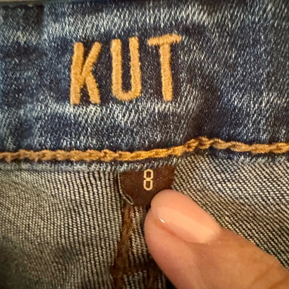 KUT from the Kloth Medium Wash Mid Rise Distressed Ankle Skinny Jeans sz 8 - Picture 5 of 6